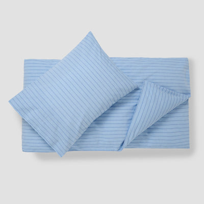 Pale Blue Favourite Shirt Stripe Kids Cotton Bedding Set