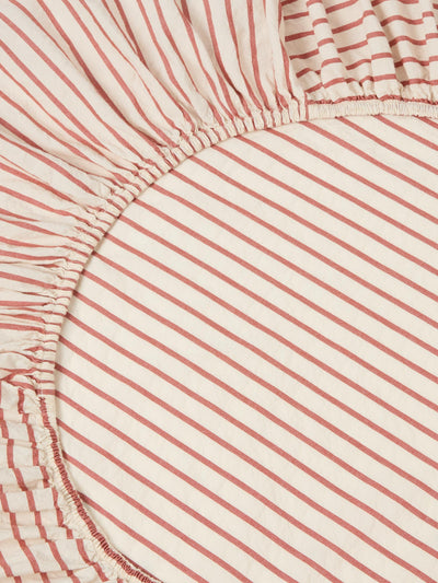 Auburn Red Texture Stripe Cotton Kids Fitted Sheet