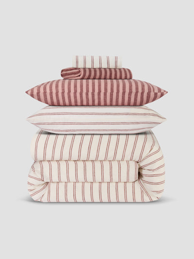 Rhubarb Rose & Kemptown Linen Blend Bedding Set