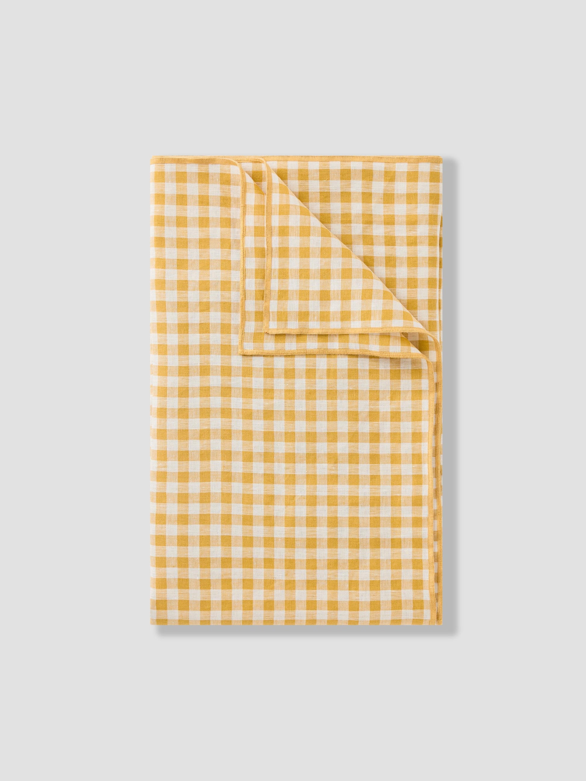 Honey Gingham 100% Linen Table Runner