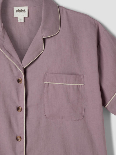 Elderberry Linen Blend Pyjama Short Set - alternate image