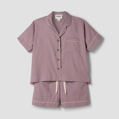 Elderberry Linen Blend Pyjama Short Set - alternate image