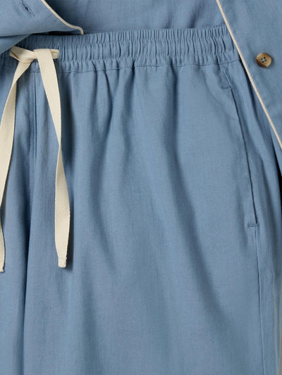 Dusk Blue Linen Blend Pyjama Trouser Set