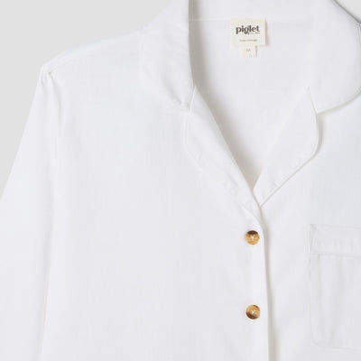 White Linen Blend Pyjama Trouser Set