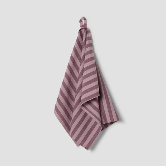 Plum Wine Pembroke Stripe Linen Blend Tea Towel