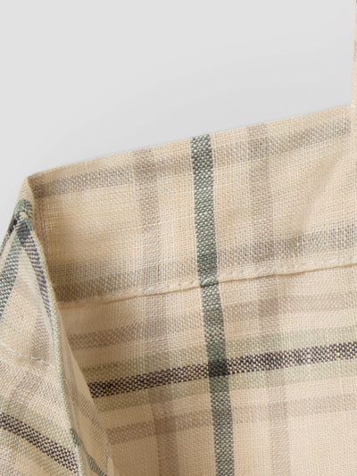 Natural Check 100% Linen Tote Bag - alternate image