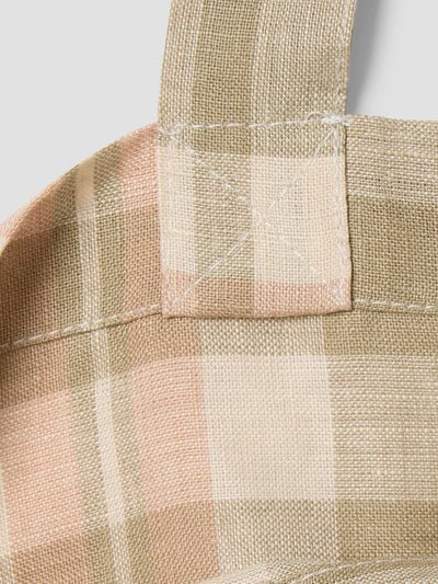 Taupe Check 100% Linen Tote Bag - alternate image