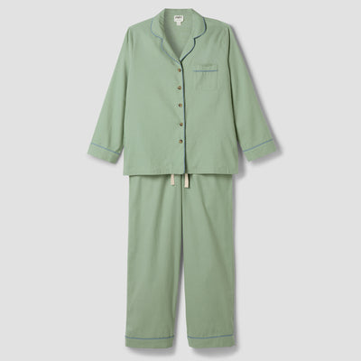 Sage Green Linen Blend Pyjama Trouser Set - alternate image
