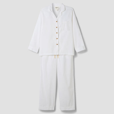White Linen Blend Pyjama Trouser Set - alternate image