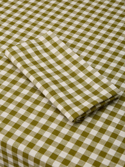 Botanical Green Gingham Linen Blend Napkins Set of 4