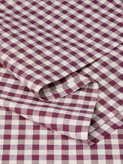 Berry Gingham Linen Blend Table Runner