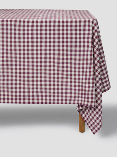 Berry Gingham Linen Blend Tablecloth