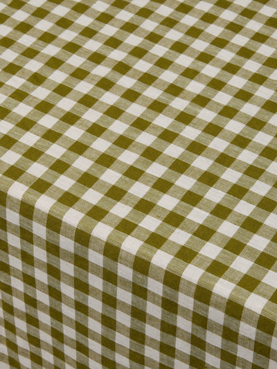 Botanical Green Gingham Linen Blend Tablecloth