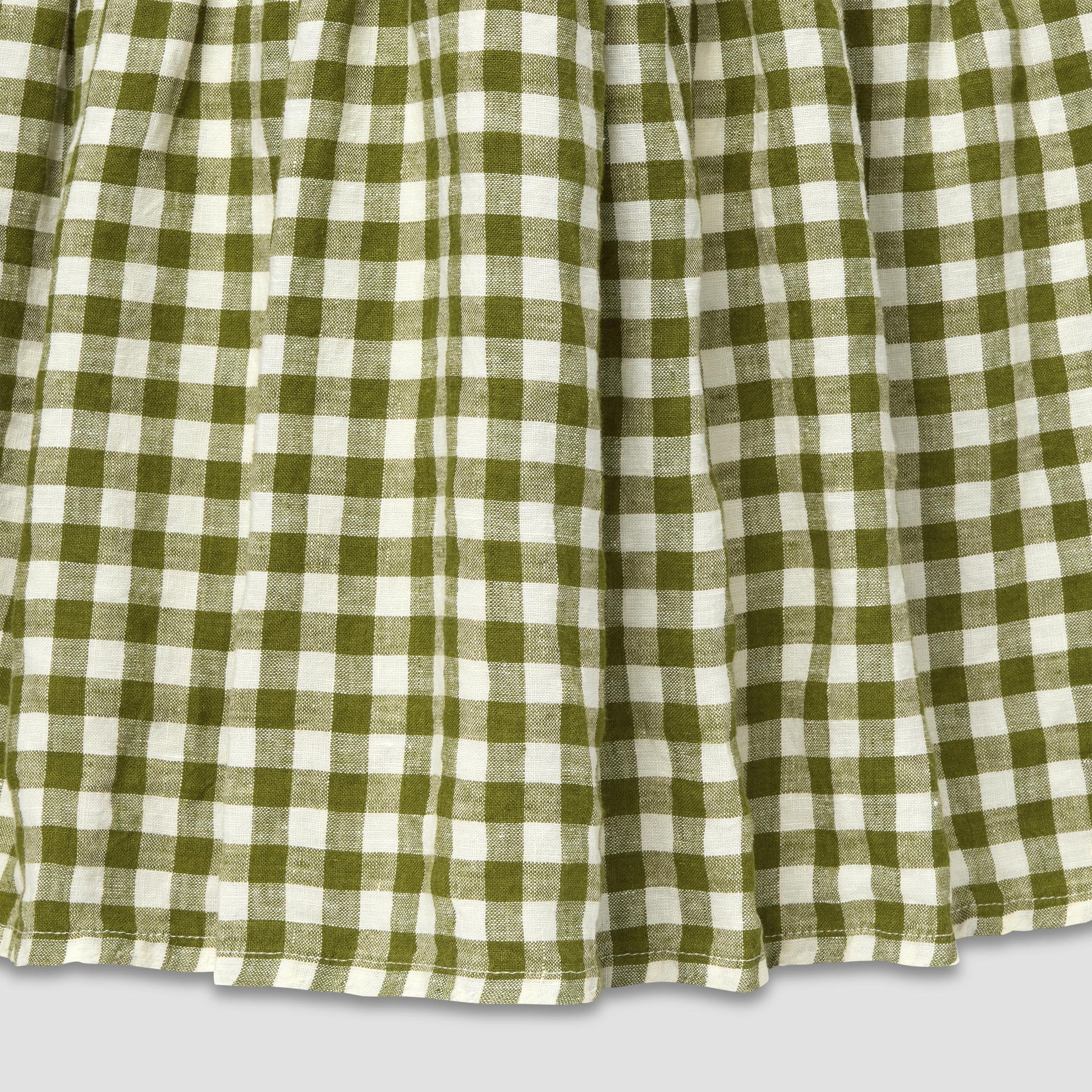Botanical Green Gingham 100% Linen Valance