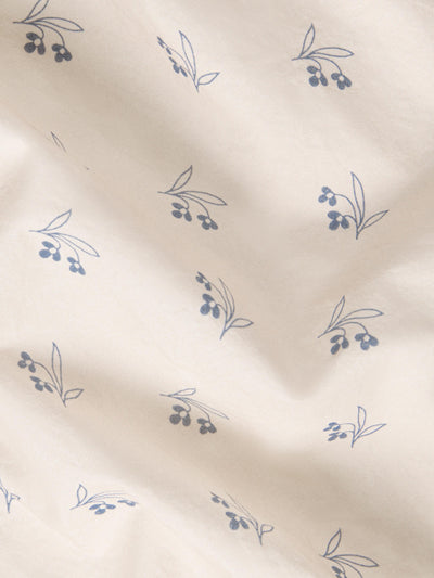 Cove Blue Martha Floral Cotton Flat Sheet