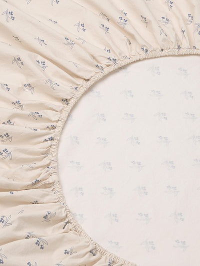 Cove Blue Martha Floral Cotton Fitted Sheet - alternate image