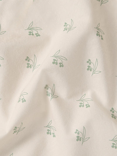 Mellow Green Martha Floral Cotton Flat Sheet