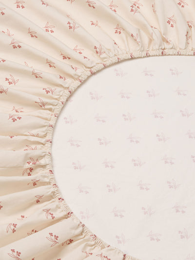 Dusty Pink Martha Floral Cotton Fitted Sheet