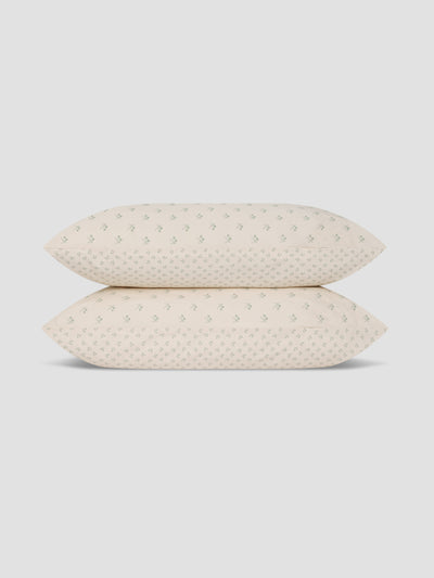 Mellow Green Martha Floral Cotton Pillowcases (Pair)