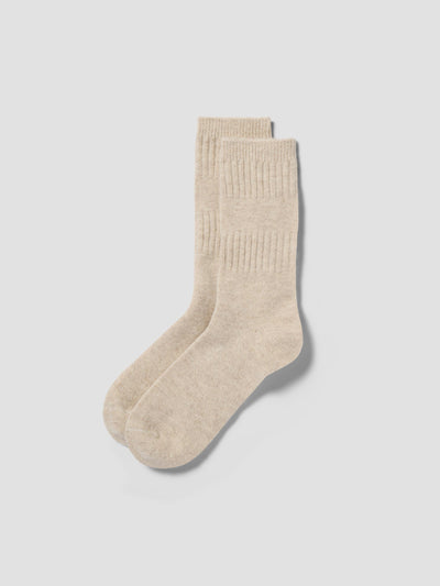 Oatmeal Merino Wool Ribbed Socks