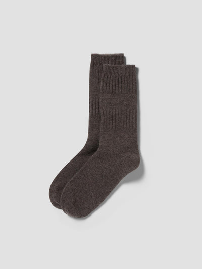 Warm Grey Merino Wool Ribbed Socks