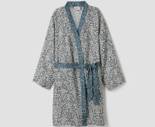 Ernest Blue Pure Acorn Linen Robe and Sleep Mask