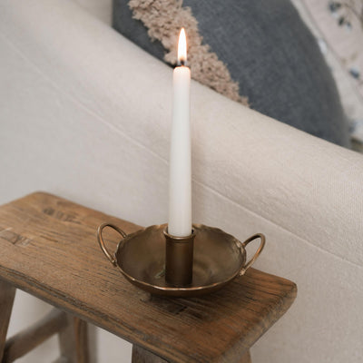 Forged Brass Dish Candle Holder