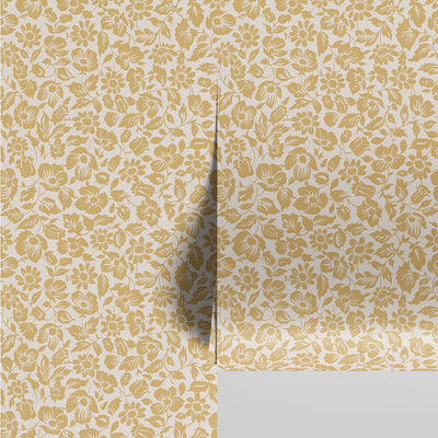Butterscotch Meadow Floral Wallpaper - alternate image