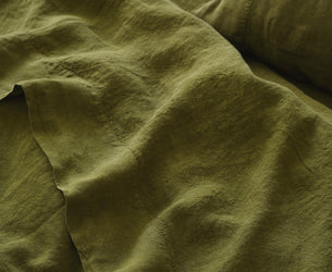 Botanical Green Linen Blend Flat Sheet