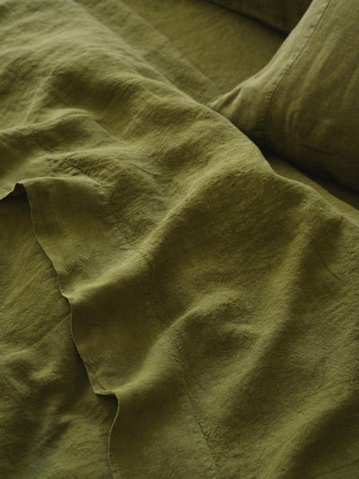 Botanical Green Linen Blend Fabric Swatch