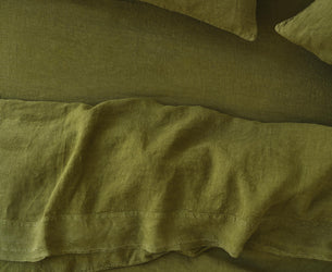 Botanical Green Linen Blend Fitted Sheet