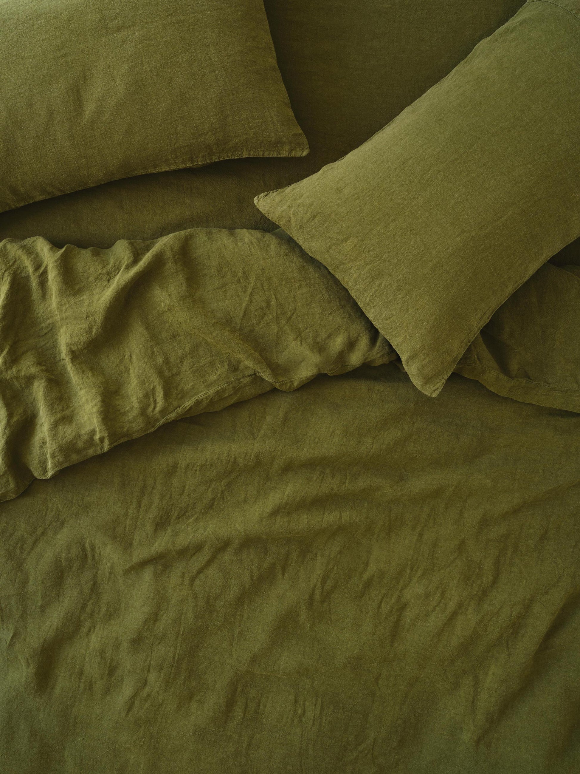 Botanical Green Linen Blend Duvet Cover