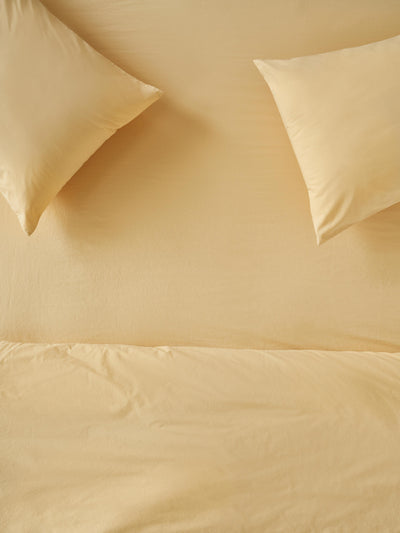 Butter Yellow Washed Cotton Percale Fitted Sheet