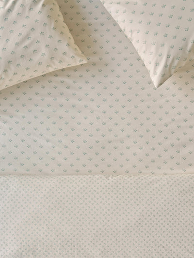 Mellow Green Martha Floral Cotton Fitted Sheet