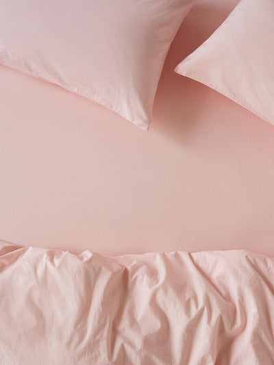 Poetic Pink Washed Cotton Percale Fitted Sheet