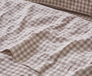 Elderberry Gingham Linen Blend Flat Sheet