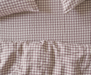 Elderberry Gingham Linen Blend Fitted Sheet