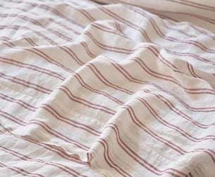 Rhubarb Kemptown Stripe Linen Blend Flat Sheet