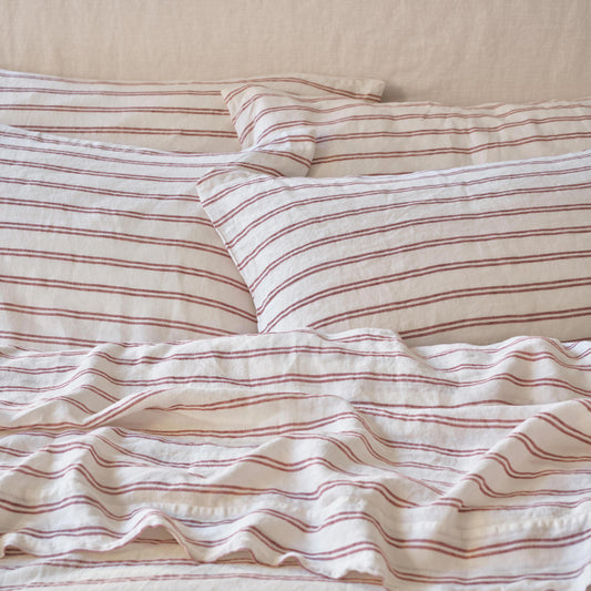 Rhubarb Kemptown Stripe Linen Blend Pillowcase (Pair)