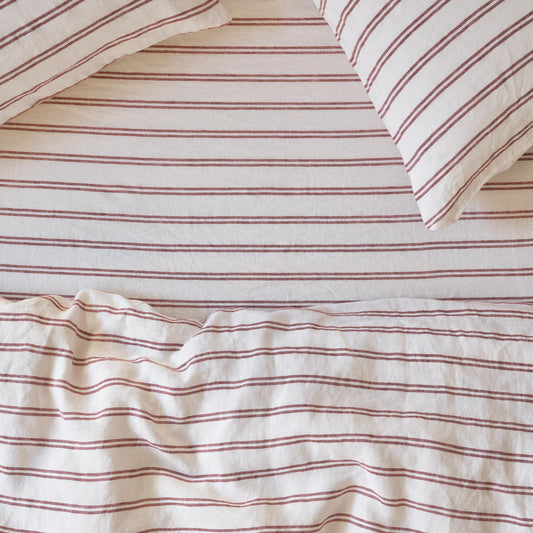 Rhubarb Kemptown Stripe Linen Blend Fitted Sheet