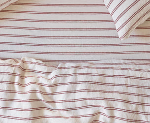 Rhubarb Kemptown Stripe Linen Blend Fitted Sheet