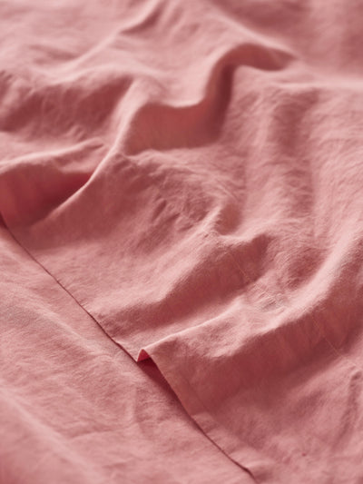 Drap plat en mélange de lin rose poudré