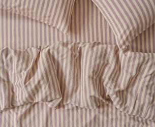 Elderberry Pembroke Stripe Linen Blend Duvet Cover