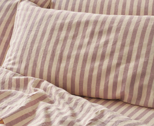 Elderberry Pembroke Stripe Linen Blend Pillowcase (Pair)