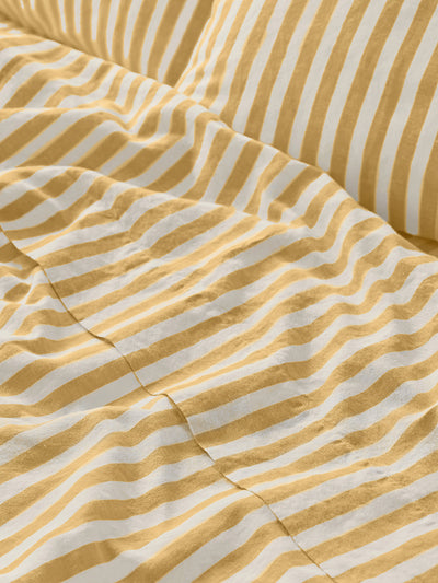 Honey Pembroke Stripe Linen Blend Flat Sheet