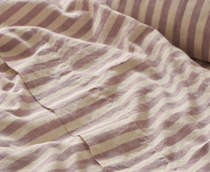 Elderberry Pembroke Stripe Linen Blend Flat Sheet