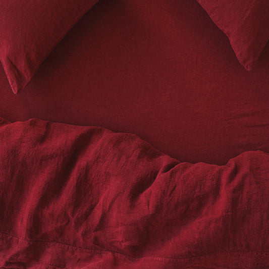 Rhubarb Linen Blend Fitted Sheet