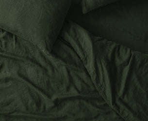 Fern Green Linen Blend Duvet Cover
