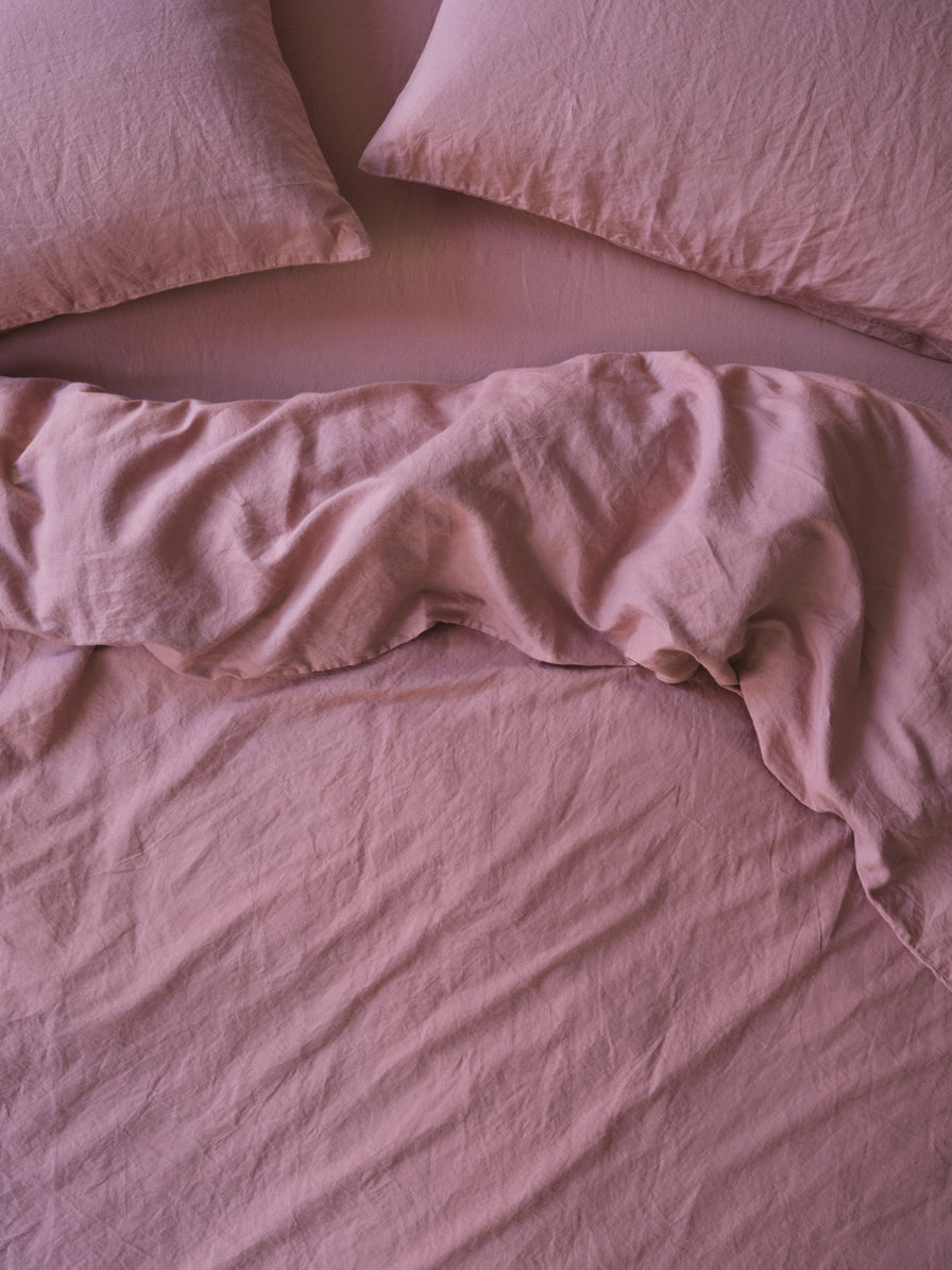 Raspberry 100% Linen Duvet Cover | Piglet in Bed UK