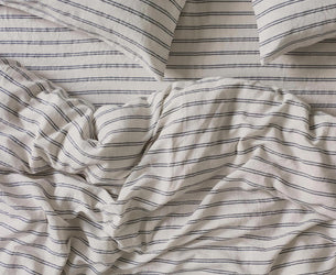 Ivory Kemptown Stripe Linen Blend Duvet Cover